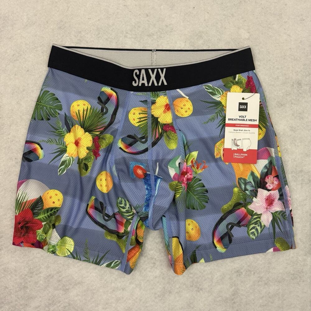 SAXX Boxer Briefs Mens Medium Slim Fit Volt Breathable Mesh BallPark Pouch NWT - Picture 2 of 12